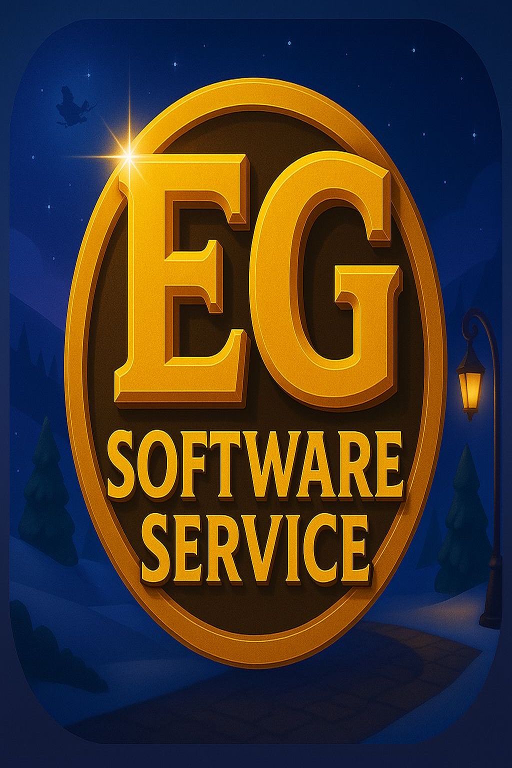 EG Software Service logo in gold letters on a dark blue background